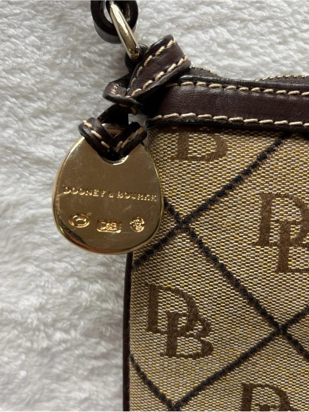 Y2K Dooney & Bourke Brown Monogram Canvas Messenger Bag